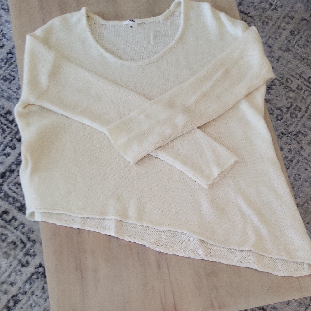 Helmut Lang Cream Scoop Neck Sweater